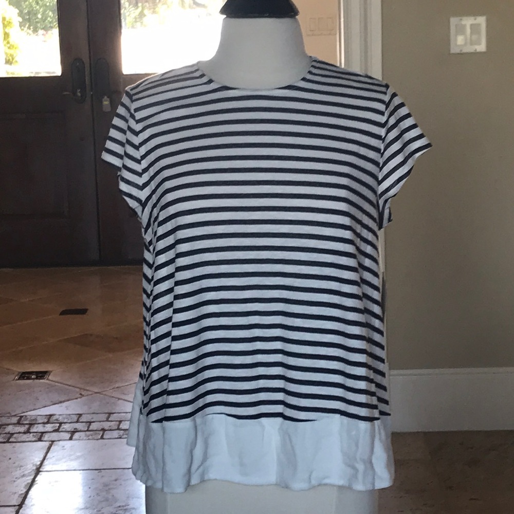Altar’d State Navy blue and cream striped shirt